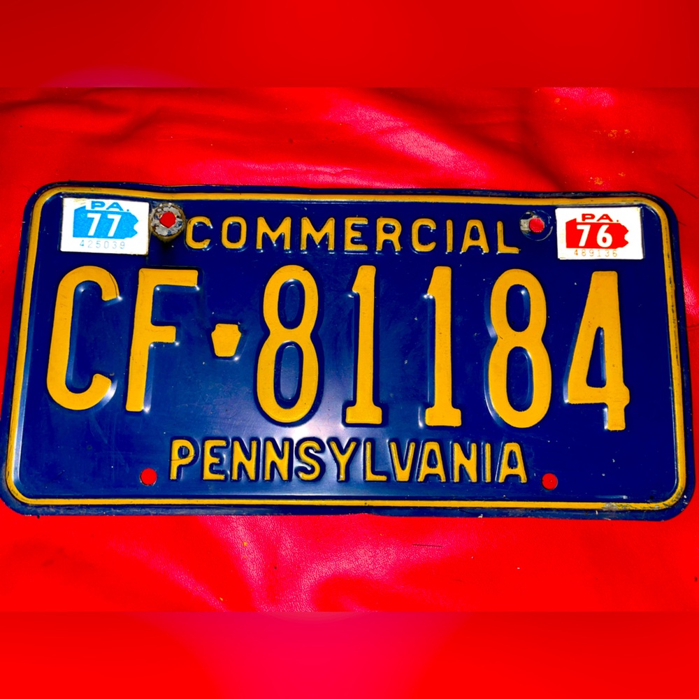 Pennsylvania Vintage 1976-77 Commercial License Plate. CF-81184